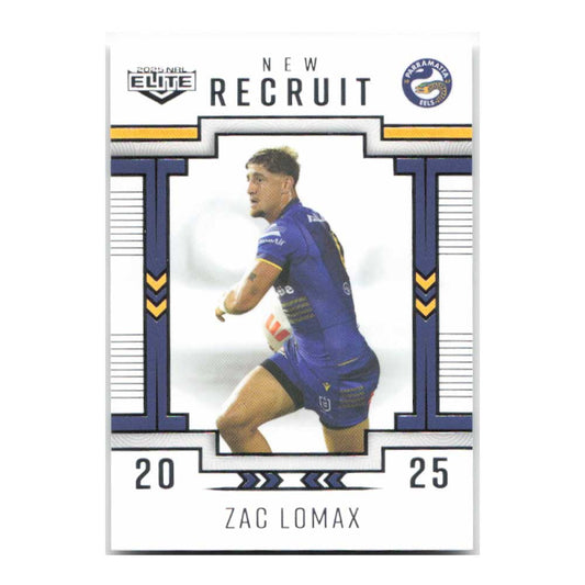 Zac Lomax New Recruit Eels NR22/38 2025 NRL Elite Trading Card