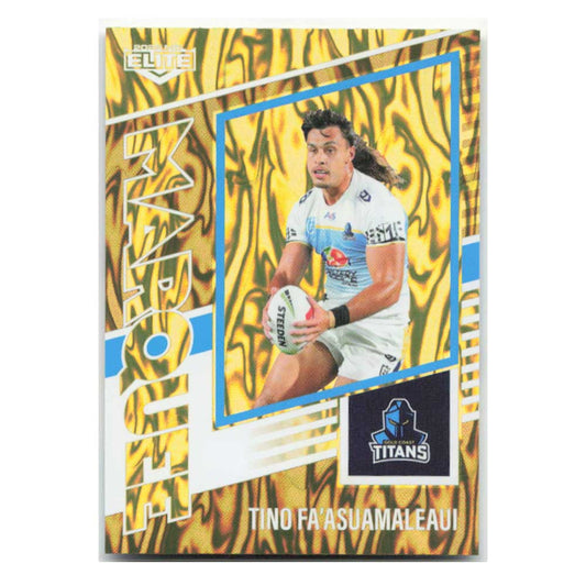 Tino Fa'Asuamaleaui Marquee Gold Titans MG14/44 #80/93 2025 NRL Elite Trading Card