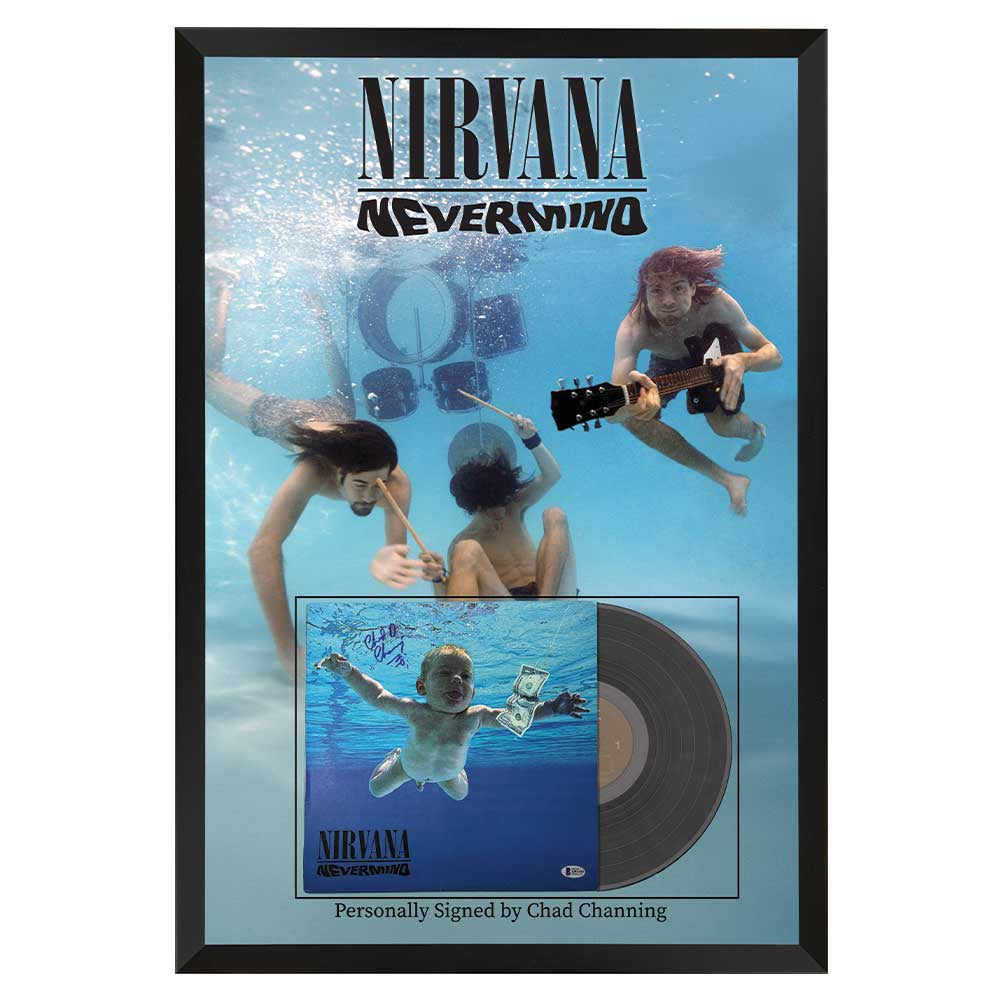 Chad Channing Signed Nirvana Nevermind Album Framed