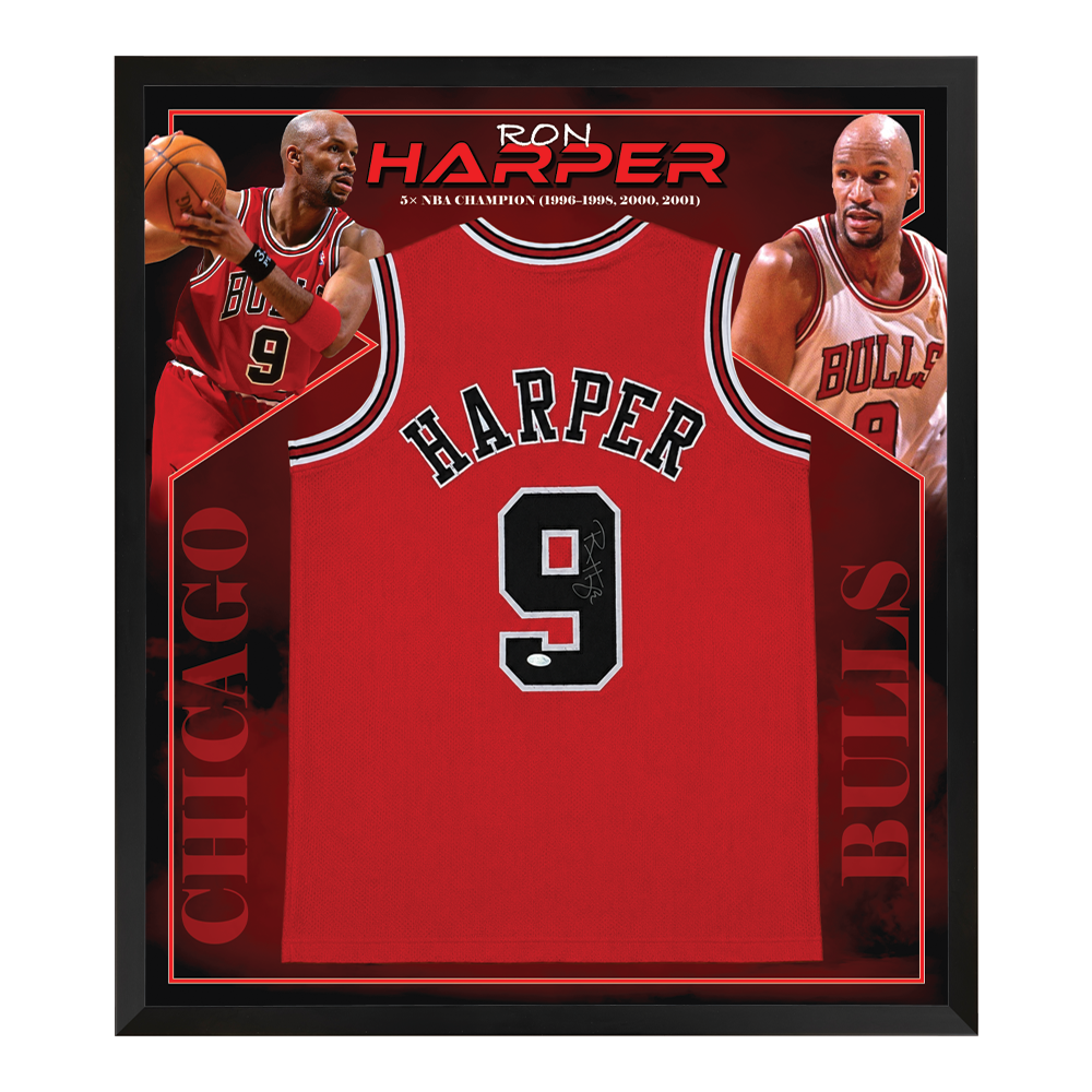 Ron Harper Signed Chicago Bulls Framed Jersey