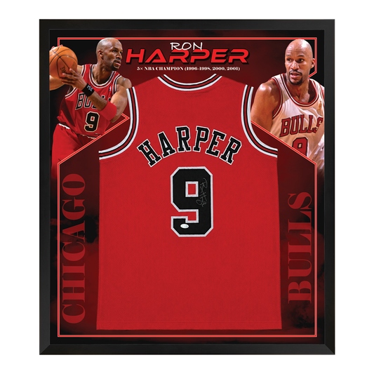 Ron Harper Signed Chicago Bulls Framed Jersey