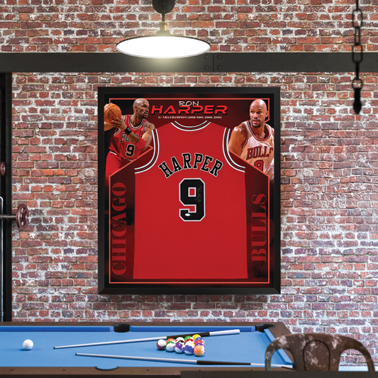 Ron Harper Signed Chicago Bulls Framed Jersey