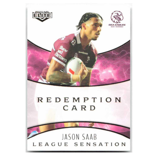 Jason Saab League Sensation White Signature Sea Eagles LSW07/17 #81/96 2025 NRL Elite Trading Card