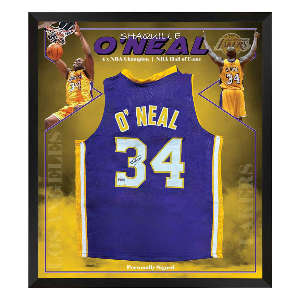 Shaquille O'Neal Signed Purple Lakers 3rd Party Certified Jersey Framed