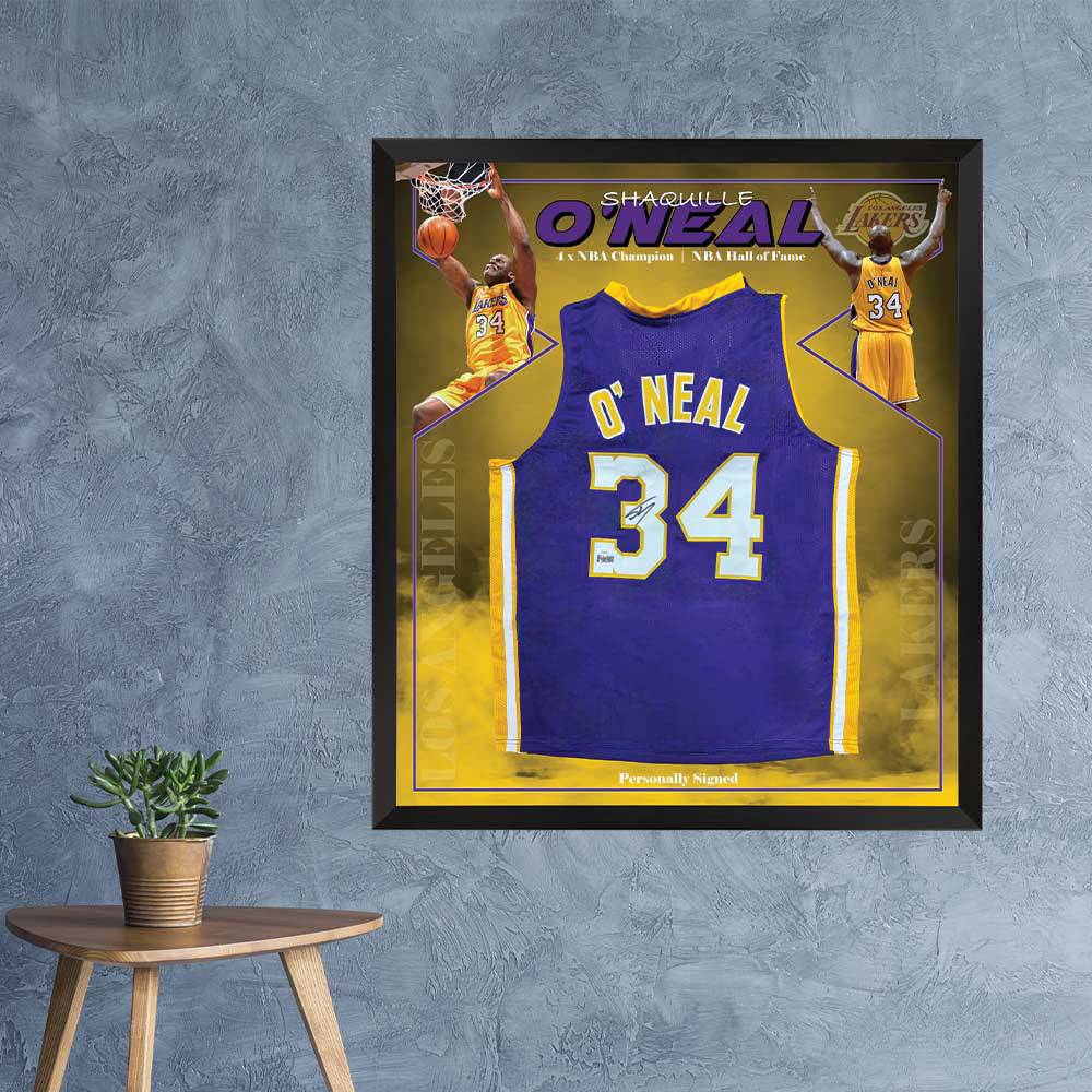 Shaquille O'Neal Signed Purple Lakers 3rd Party Certified Jersey Framed