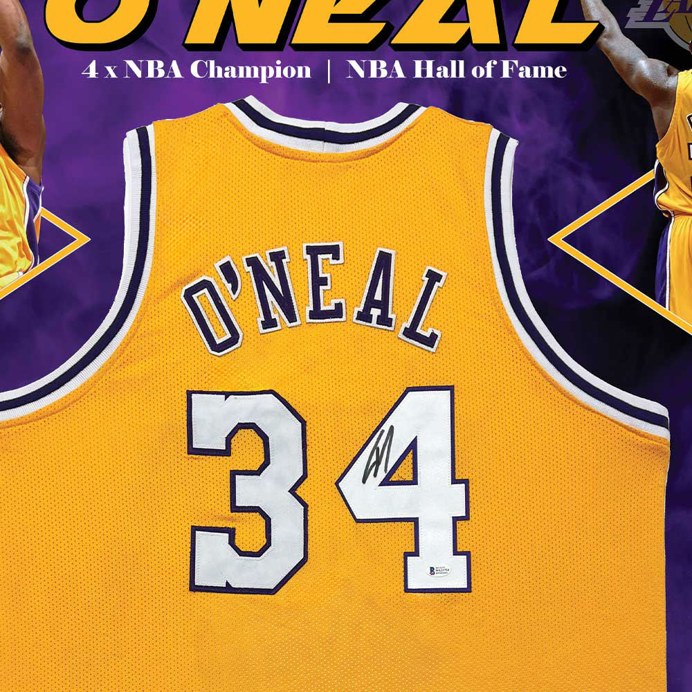 Shaquille O'Neal Signed Lakers Yellow Jersey 3rd Party Certified Framed