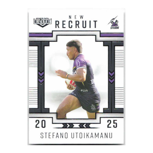 Stefano Utoikamanu New Recruit Storm NR15/38 2025 NRL Elite Trading Card