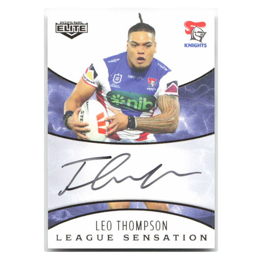 Leo Thompson League Sensation White Signature Knights LSW09/17 #02/96 2025 NRL Elite Trading Card