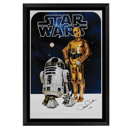 Star Wars C-3PO and R2D2 Signed Anthony Daniels Movie Poster Framed