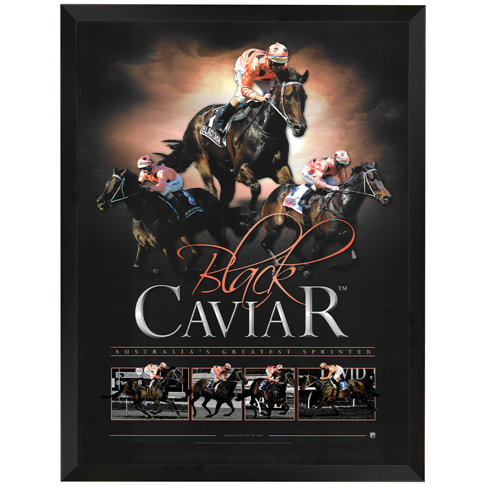 Black Caviar "Australia's Greatest Sprinter" Print Framed