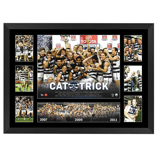Geelong Cats Cat Trick 07 09 11 Tribute Print Framed