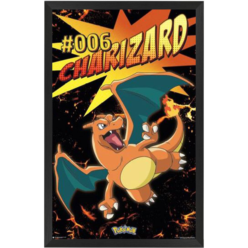 Pokémon Charizard Fire Poster Framed