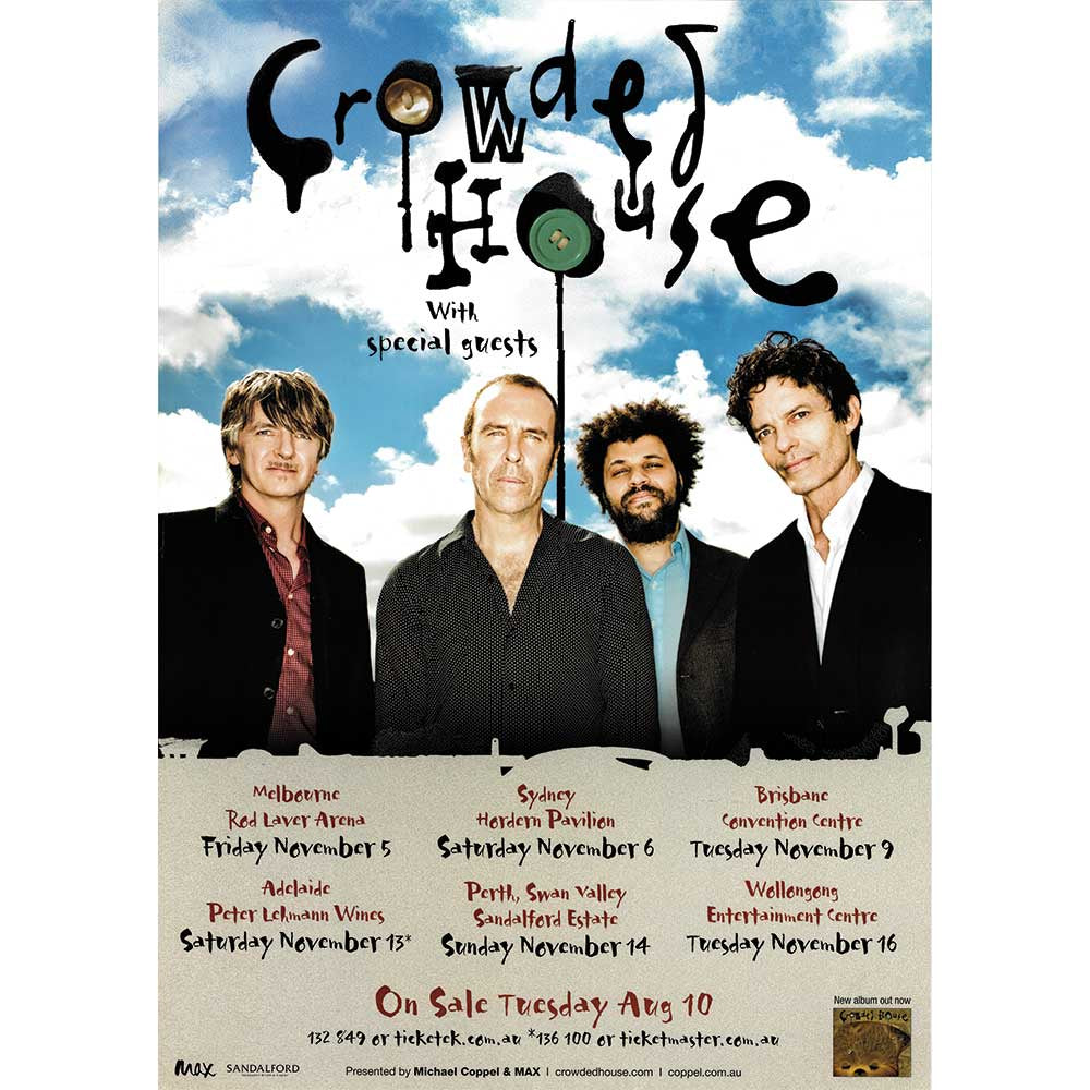 Crowded House Australian Tour Poster Unframed