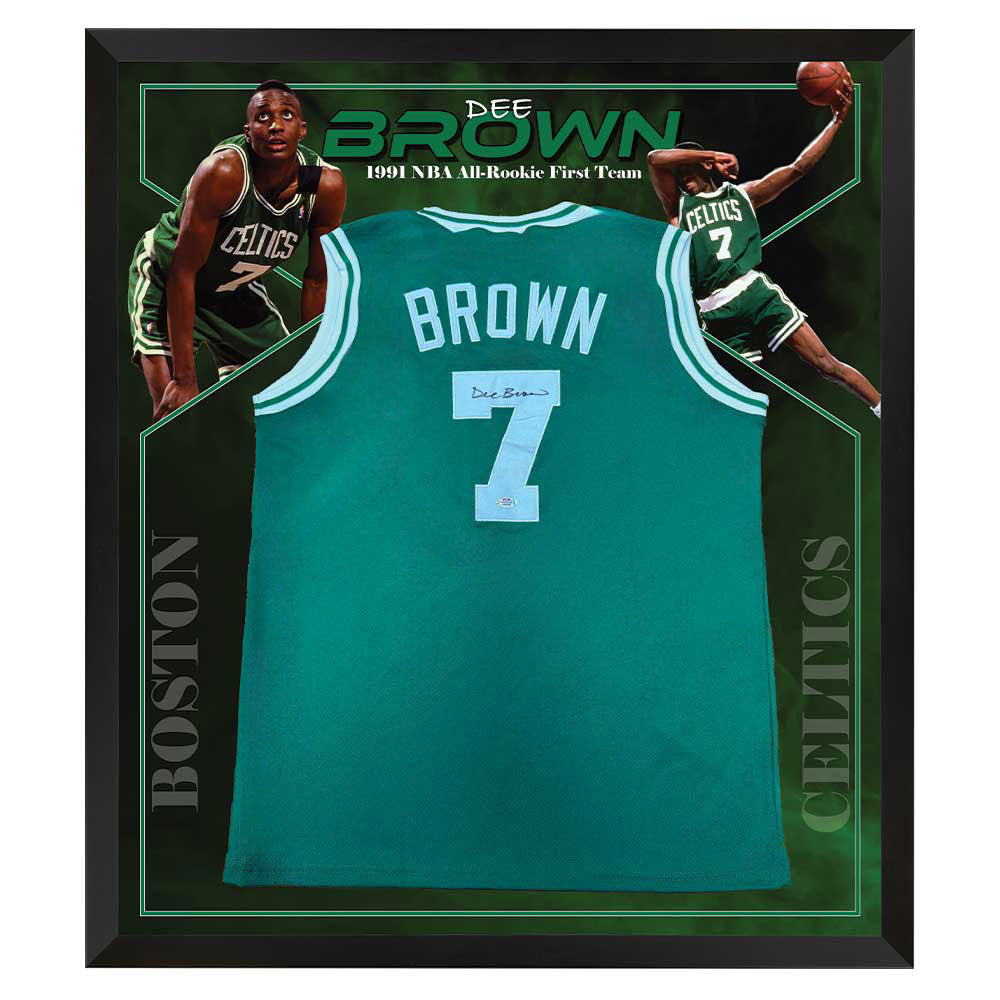 Basketball Dee Brown Signed Boston Celtic Jersey PSA Certified Framed
