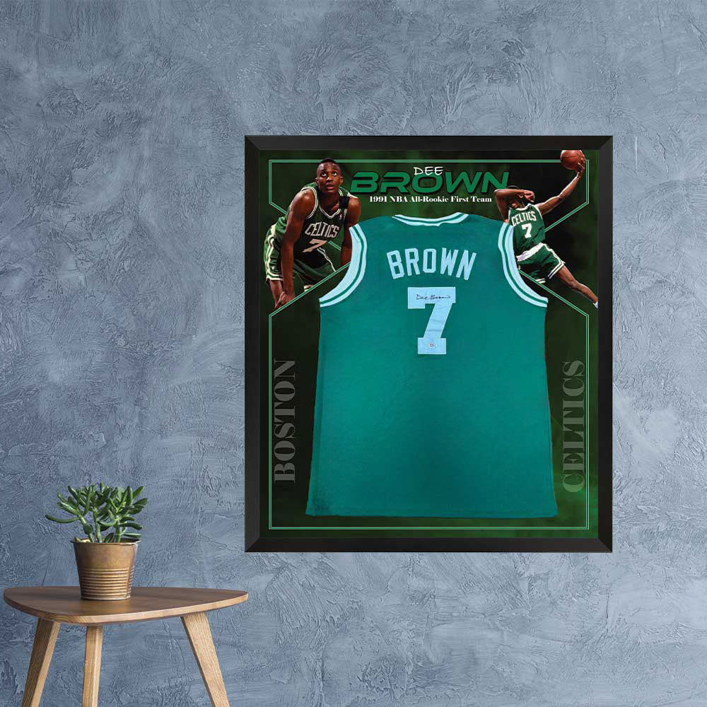 Basketball Dee Brown Signed Boston Celtic Jersey PSA Certified Framed