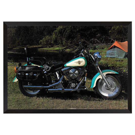 Harley-Davidson "Fatboy" Vintage Framed Poster – Retro Motorcycle Decor Framed