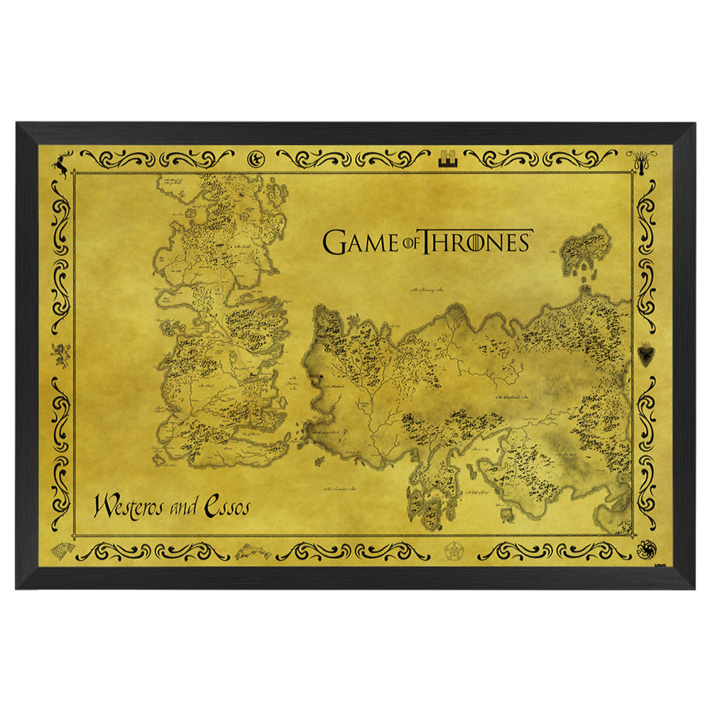 Game Of Thrones Antique Map Poster Framed