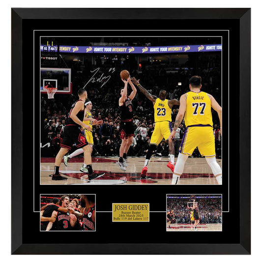 Josh Giddey Signed 16×20 Photo Framed – Buzzer-Beater Three-Pointer (Exclusive In-Store Signing 2025)