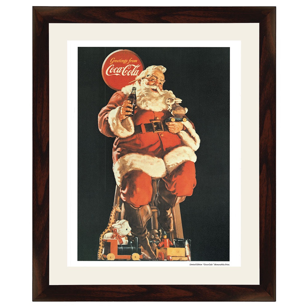 Greetings from Coca-Cola Christmas Vintage Print Framed