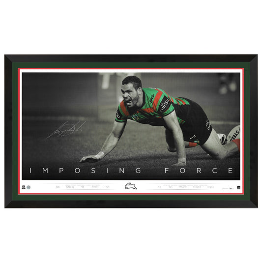 South Sydney Rabbitohs Imposing Force Greg Inglis Signed Print Framed