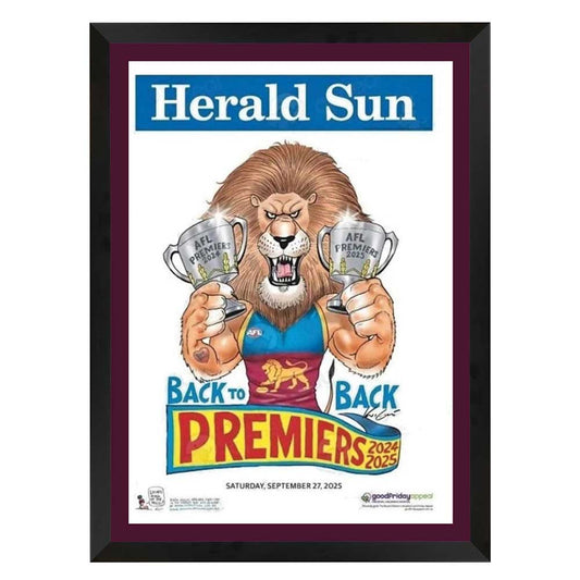 2025 Brisbane Lions Herald Sun Premiers Print Framed