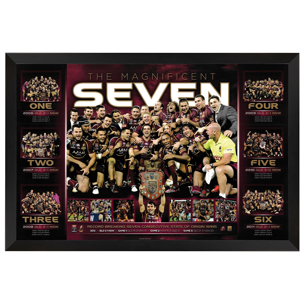 Queensland Maroons State Of Origin The Magnificent Seven Sportsprint Large Framed