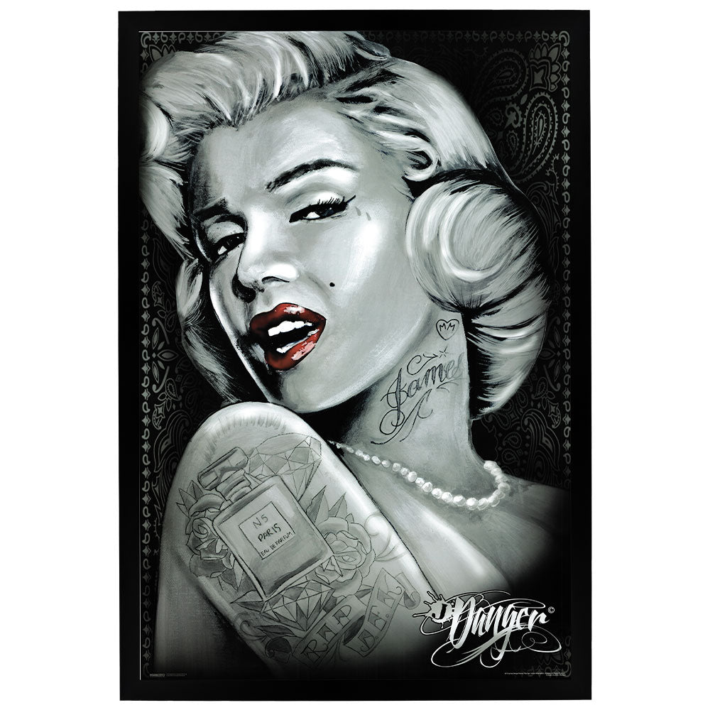 James Danger - Marilyn Red Lip Poster Framed