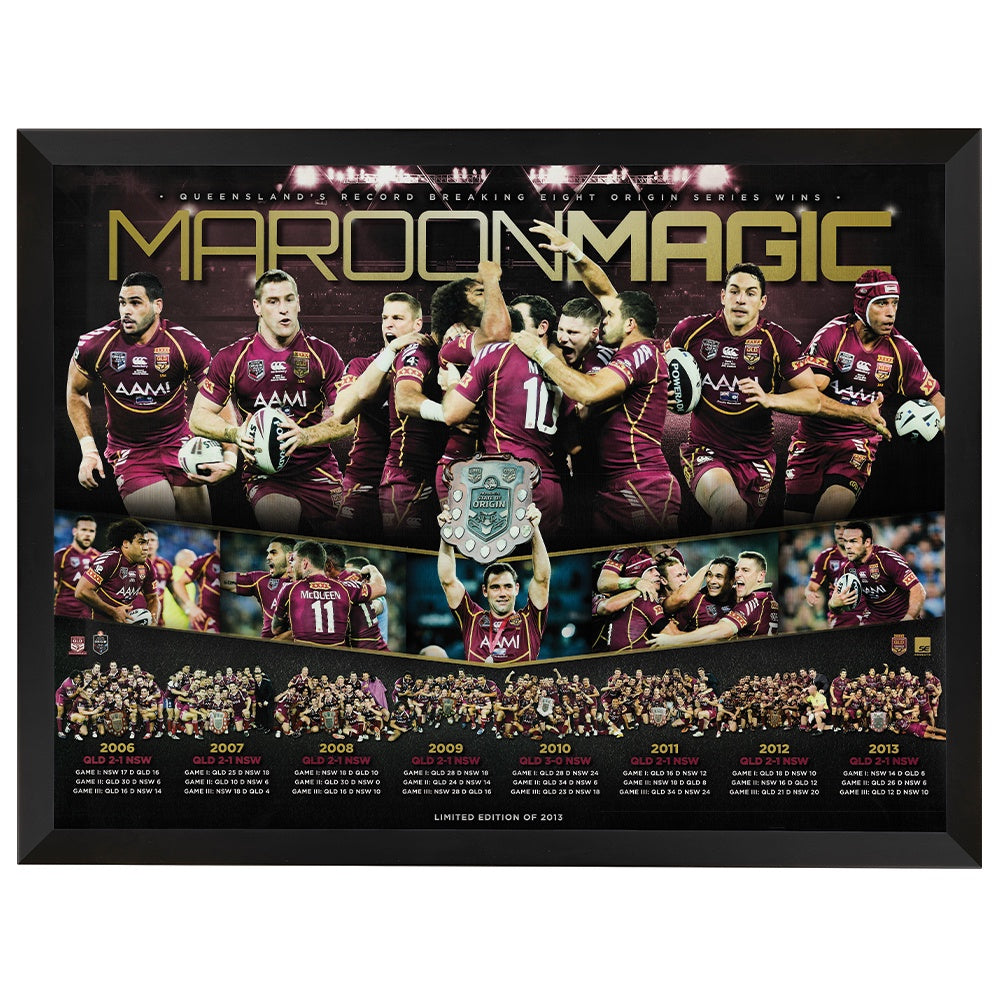 Queensland Maroons State Of Origin Maroon Magic Sportsprint Framed