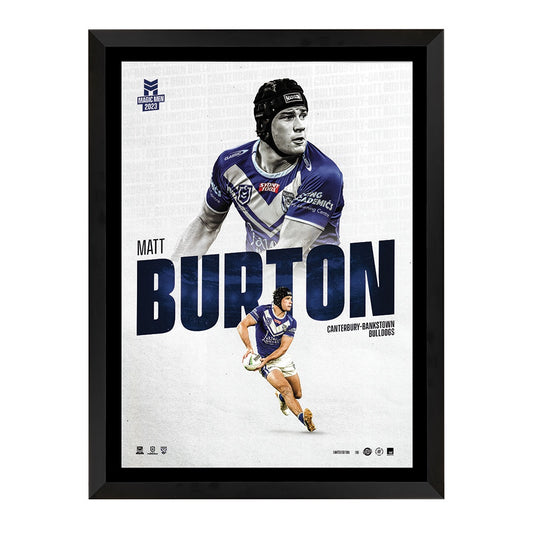 Canterburry Bulldogs Matt Burton Collectors Edition Print Framed