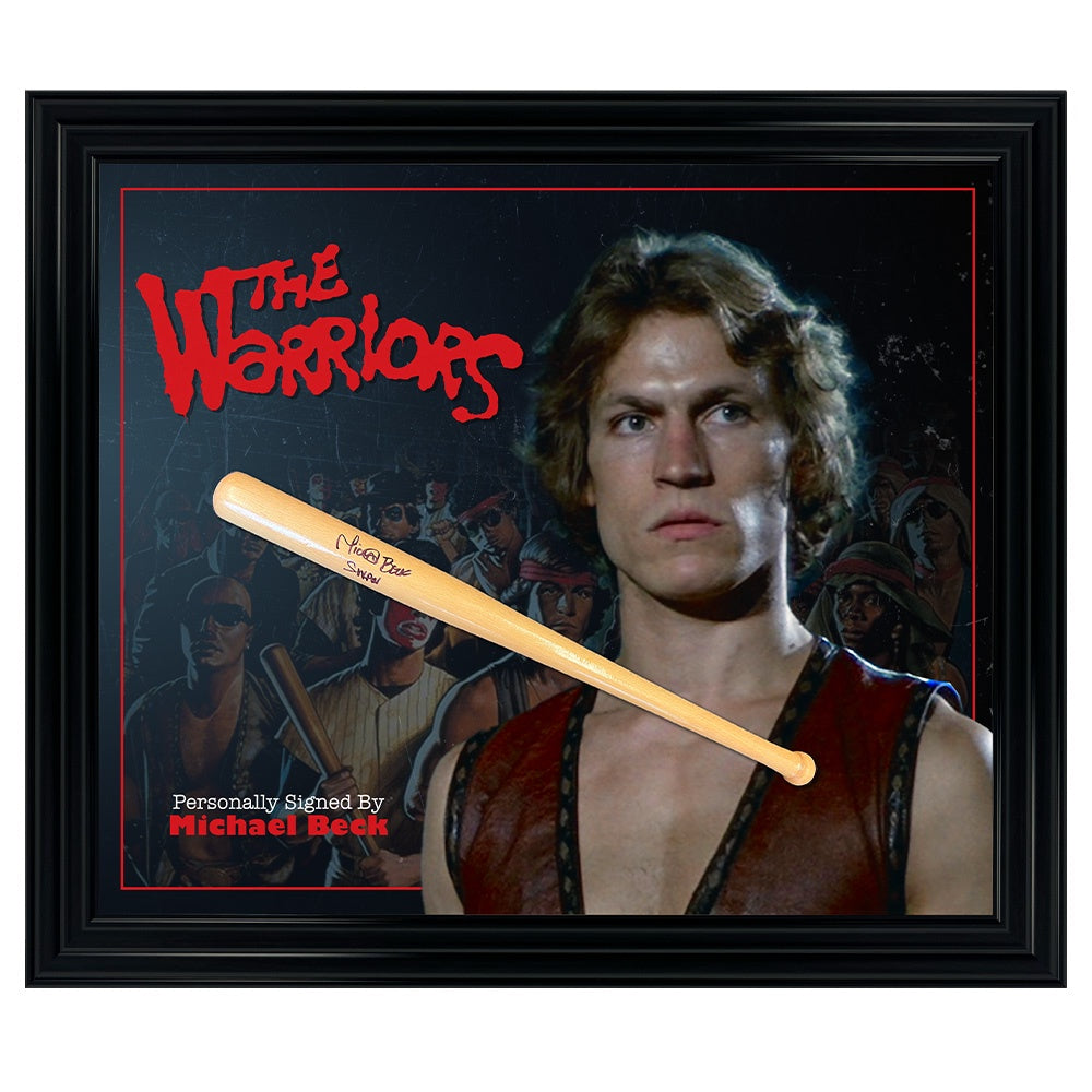 The Warriors Michael Beck Signed Mini Bat Framed