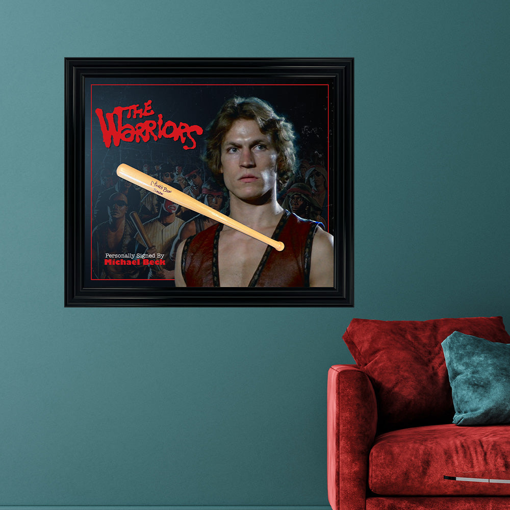 The Warriors Michael Beck Signed Mini Bat Framed