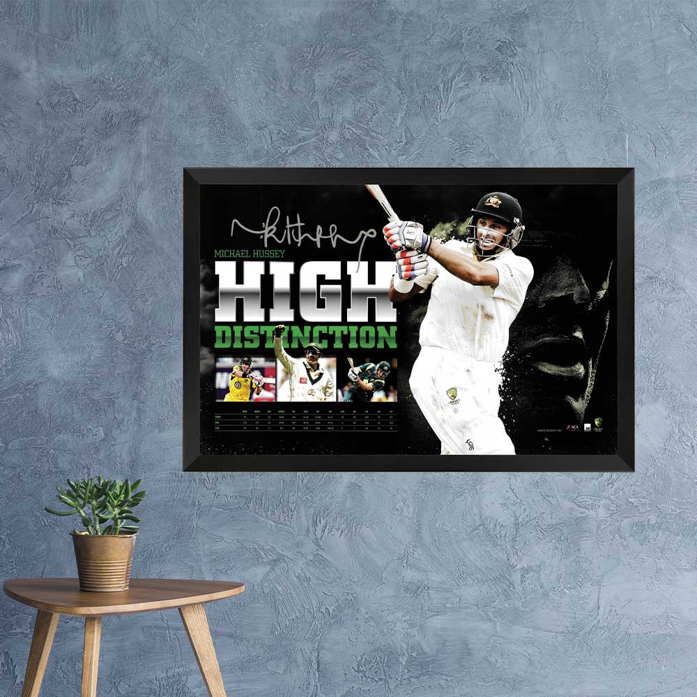 Michael Hussey “High Distinction” Cricket Tribute Print Framed