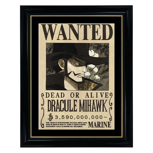 One Piece Dracule Mihawk Wanted Poster - Collectible Framed