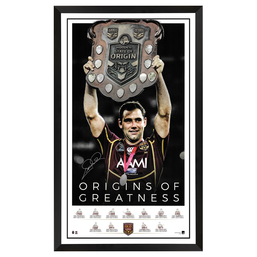 Queensland Maroons State Of Origin - Origins Of Greatness Signed Cam Smith Print Framed