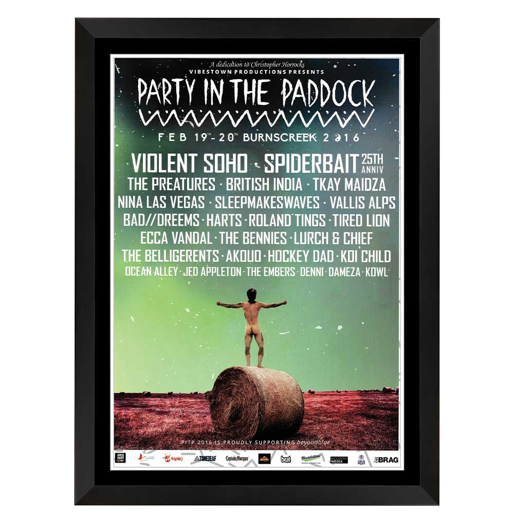 Party in the Paddock 2016 Poster Framed
