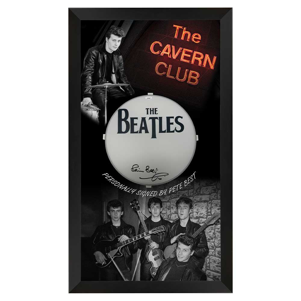 The Beatles – Pete Best Signed Drum Skin Framed