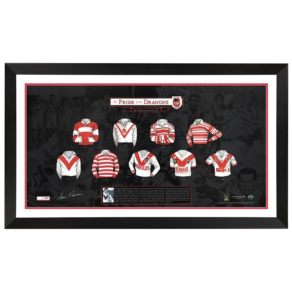 St George Dragons Pride Of The Jersey Signed By Norm Proven Print Framed