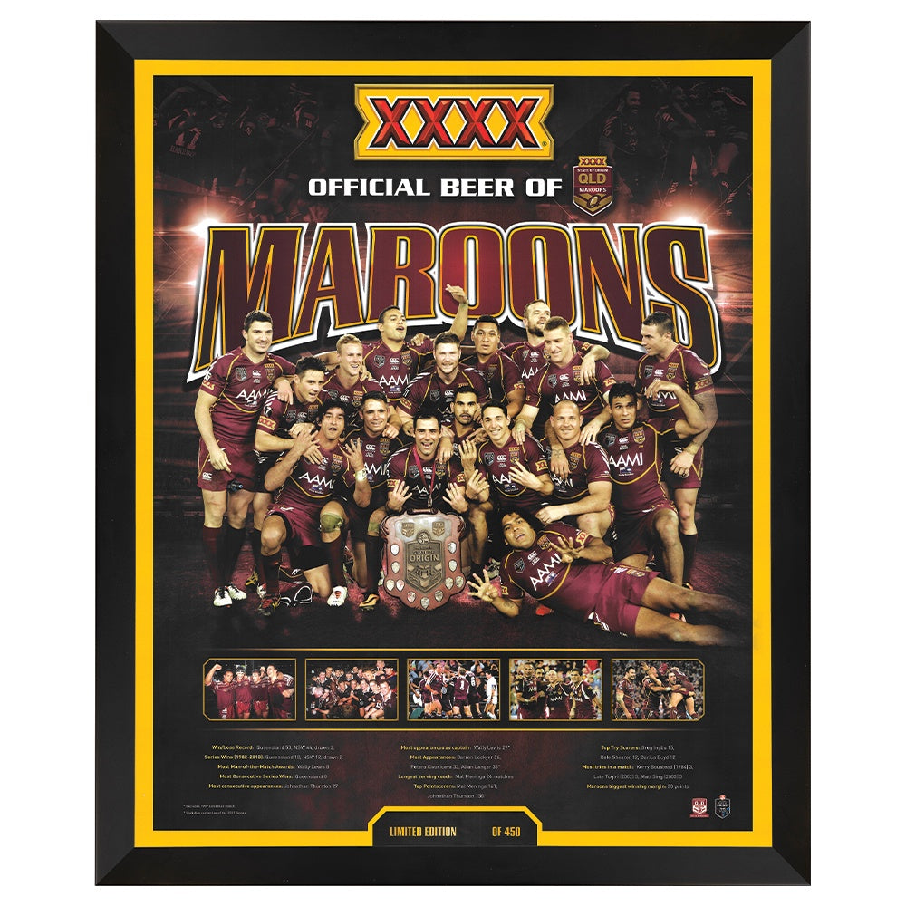 Queensland Maroons State Of Origin XXXX Gold Sportprint Framed