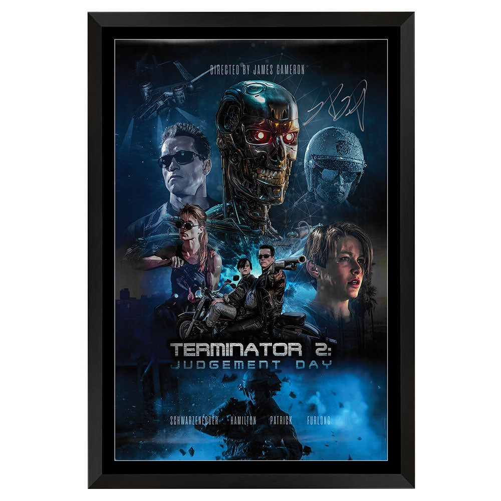 Terminator 2 Signed Movie Poster by Robert Patrick 2 Framed