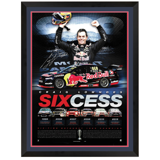 Craig Lowndes "Sixcess" Signed Print Framed