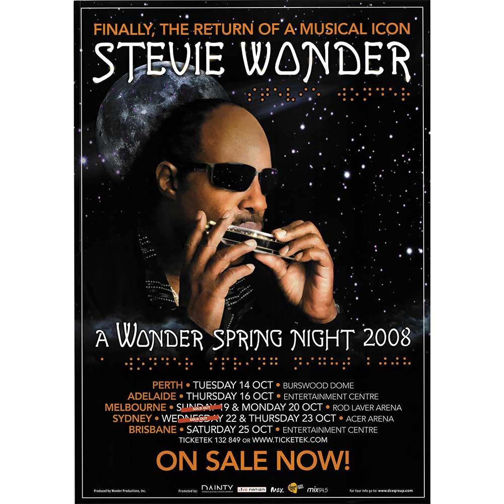 Stevie Wonder A Wonder Spring Night 2008 Tour Poster Unframed
