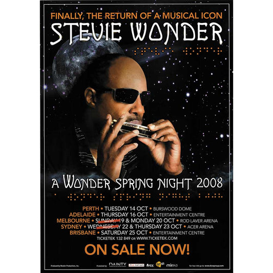 Stevie Wonder A Wonder Spring Night 2008 Tour Poster Unframed