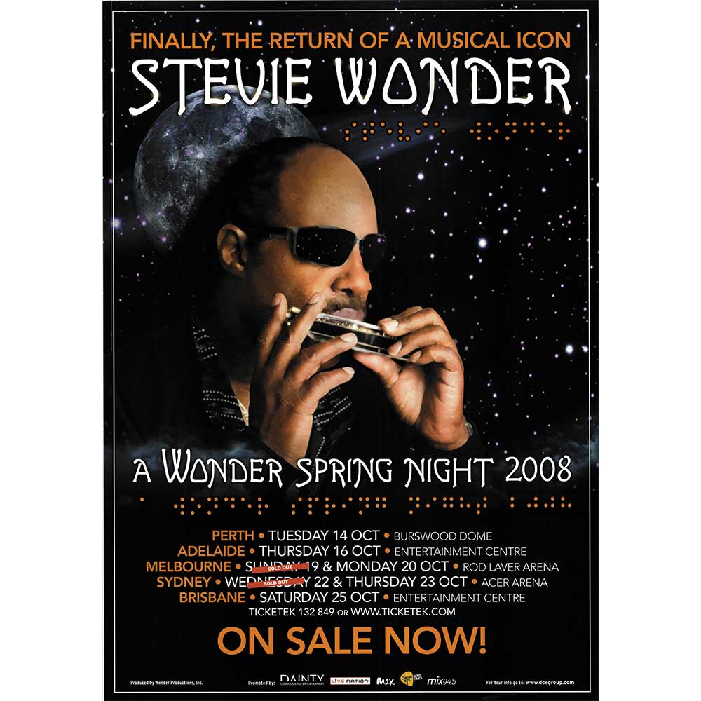 Stevie Wonder A Wonder Spring Night 2008 Tour Poster Framed