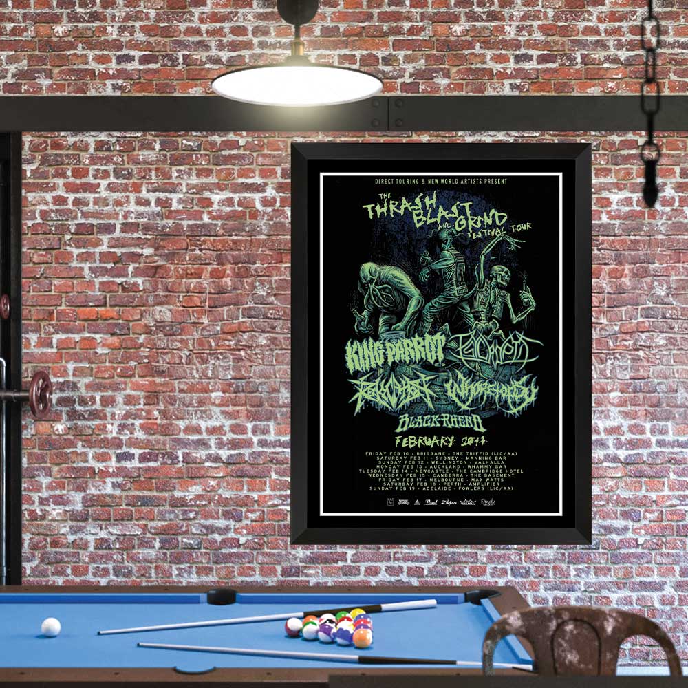 The Thrash, Blast and Grind Festival Tour Poster Framed