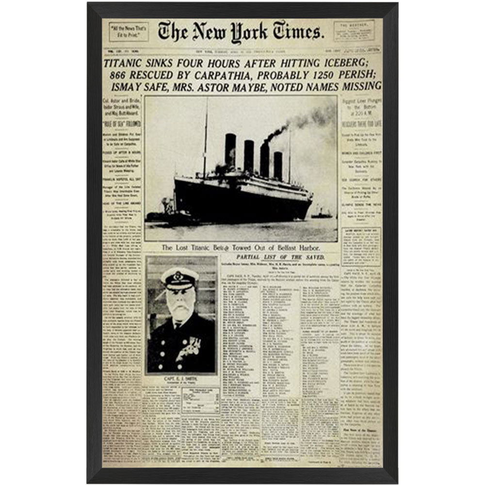 Titanic New York Times Poster Framed