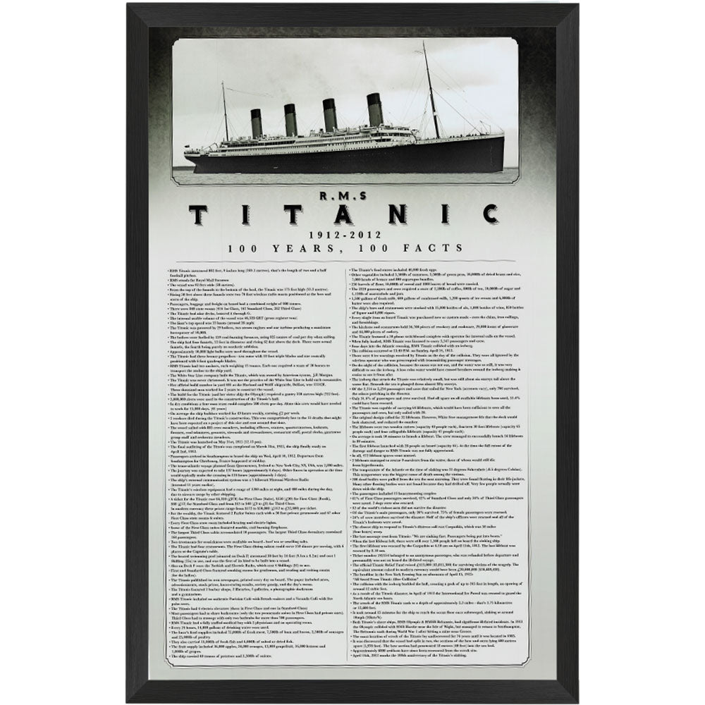 Titanic 100 Years Facts Poster Framed