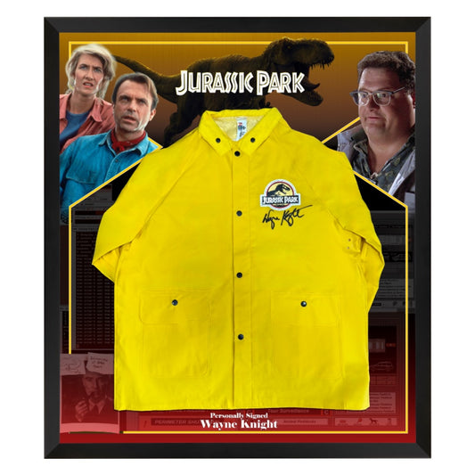 Wayne Knight Signed Jurassic Park Raincoat Framed