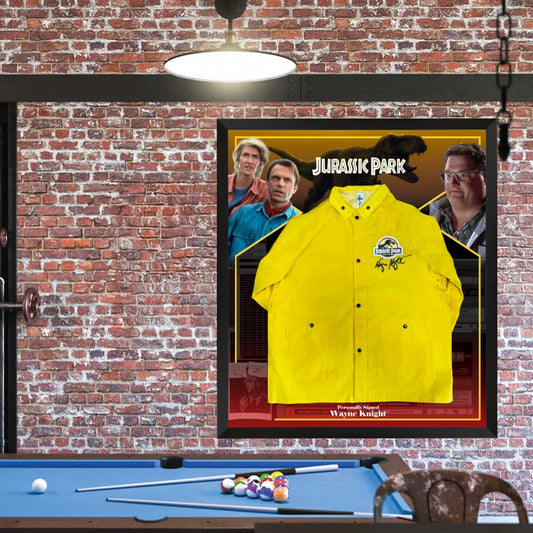Wayne Knight Signed Jurassic Park Raincoat Framed