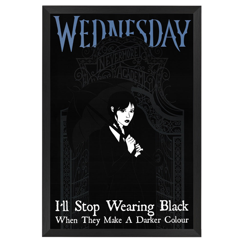 Wednesday Wearing Black Poster Framed