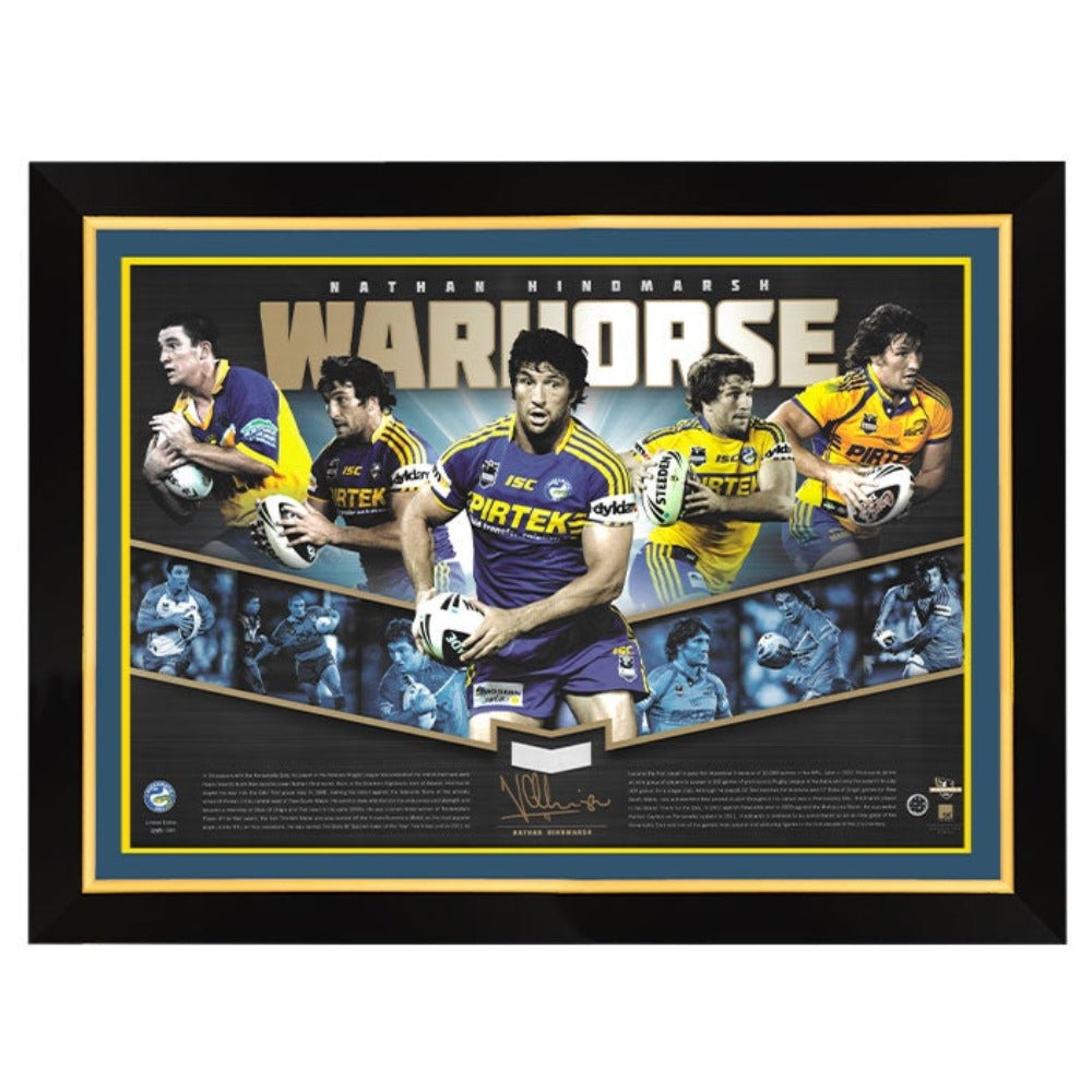 Parramatta Eels Nathan Hindmarsh Signed Warhorse Print Framed